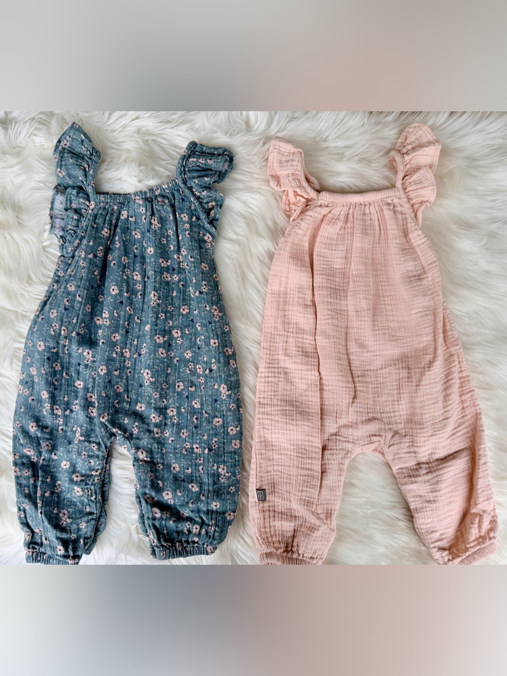 Muslin Ruffle-Strap Rompers Size 6-9 months - Picture 6 of 7